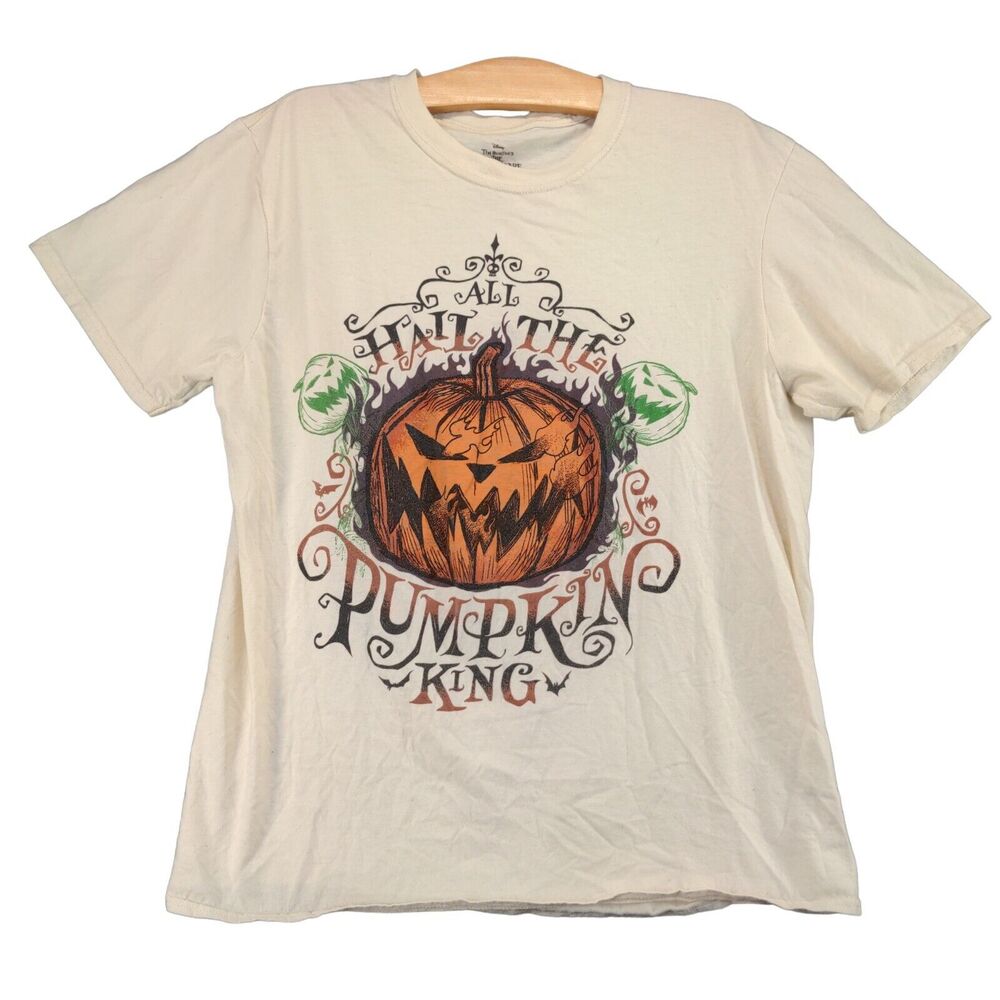 The Nightmare Before Christmas All Hail The Pumpkin King T-Shirt Men Large Cream